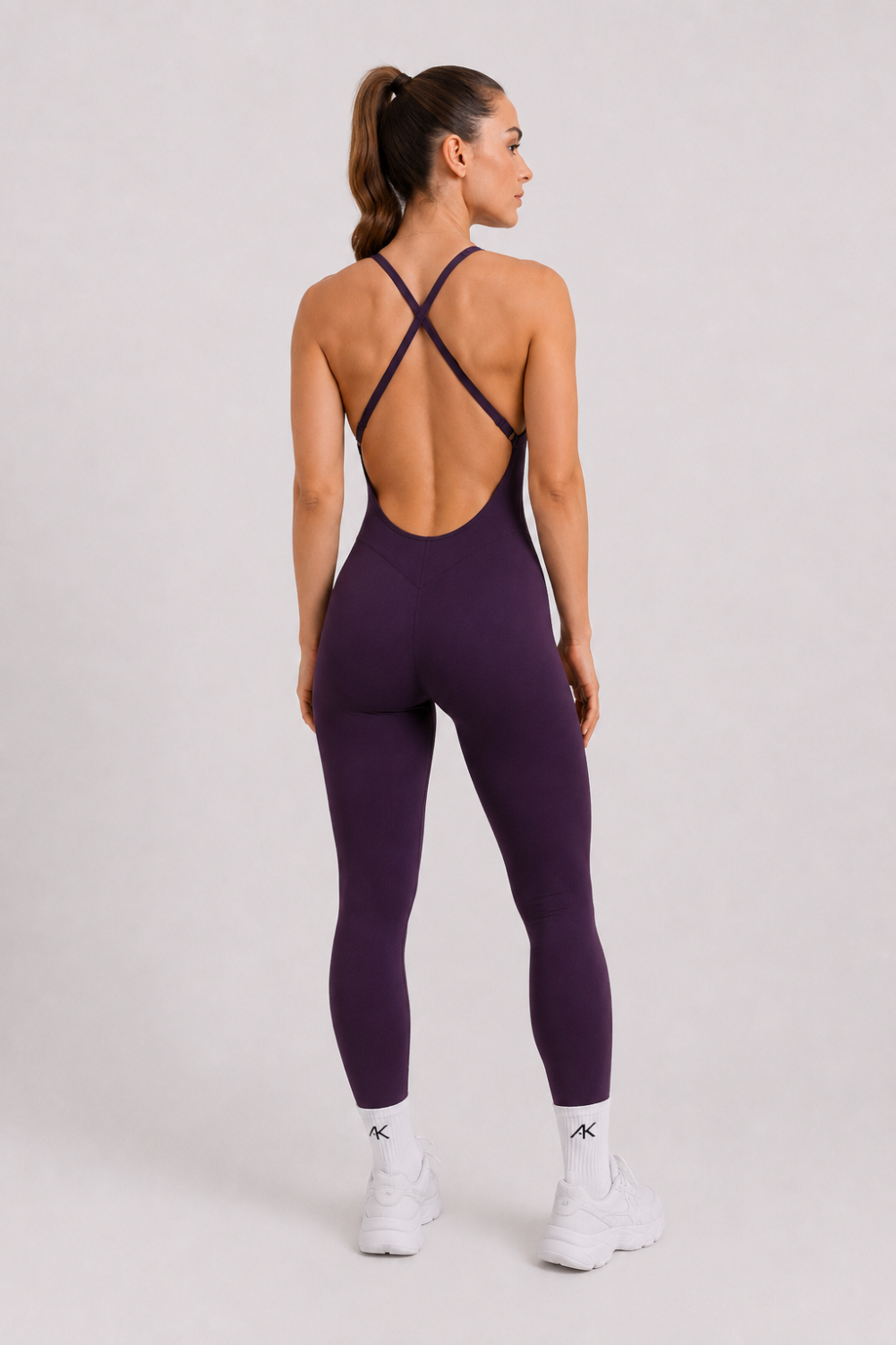 Dark purple Sculpt Open back Jumpsuit - AK Fitness